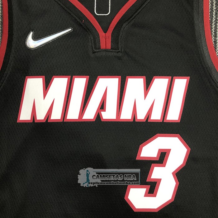 Camiseta Miami Heat Victor Dwyane Wade NO 3 Icon Negro